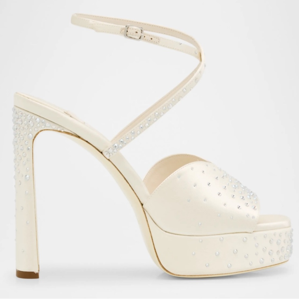 Chic Cream Platform Heels with Sparkling Accents